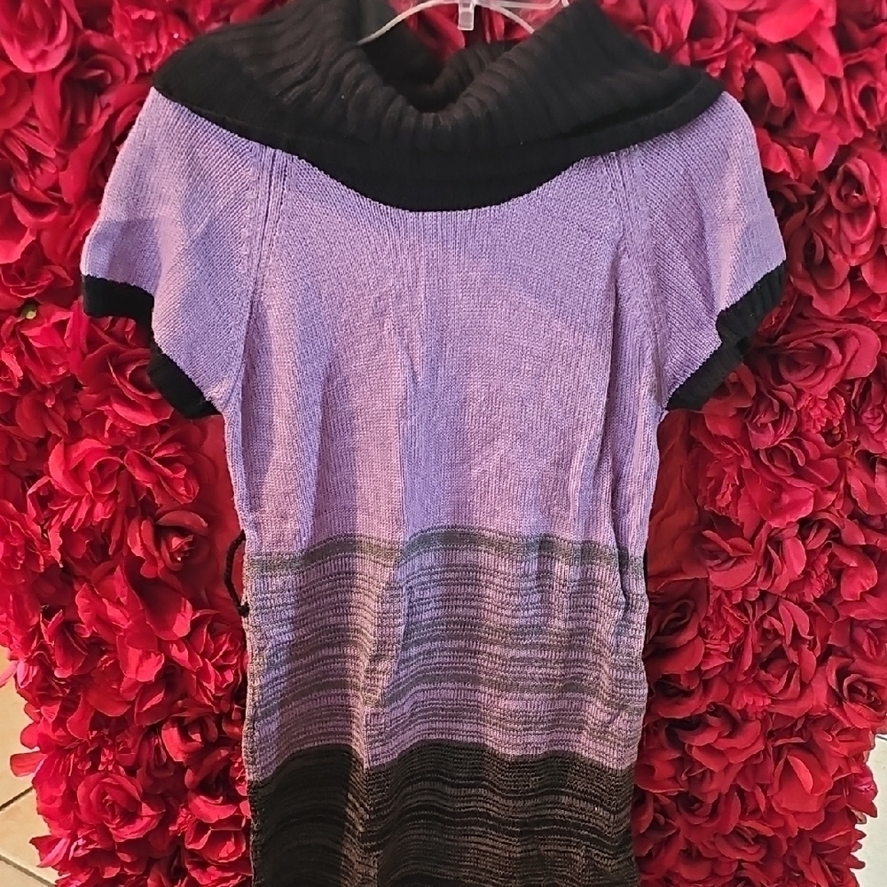 Mymichelle Girls Purple and Black Sweater Dress With Beltloops But No Belt Sz 16